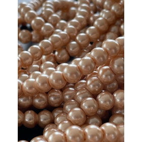 PB48 – 1 Fil d’environ 140 Perles de Verre Nacre Champagne 6mm