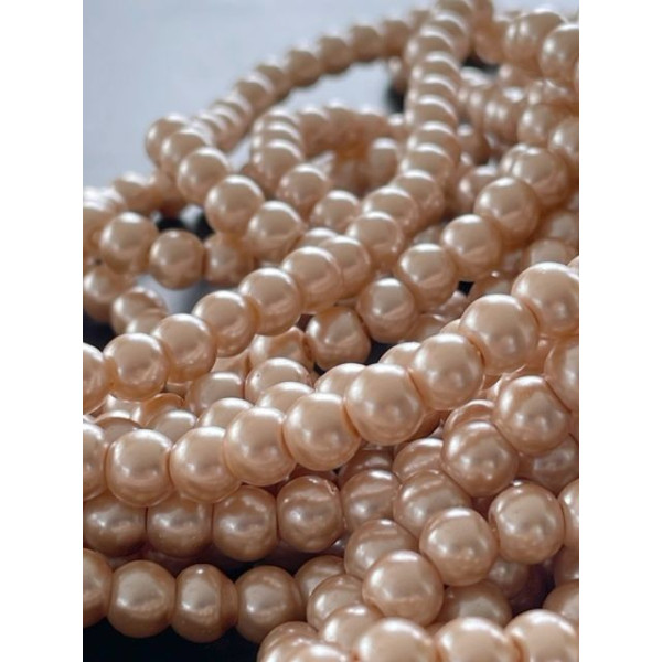 Perles de verre, nacre, champagne, 6mm