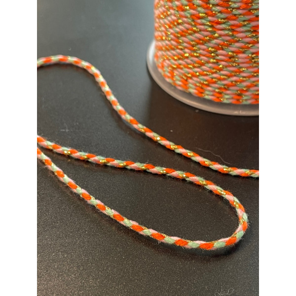 Cordon tressé et fil métallisé doré 1.5mm coloris C20