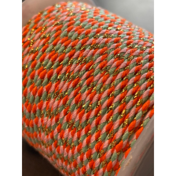 Cordon tressé et fil métallisé doré 1.5mm coloris C20