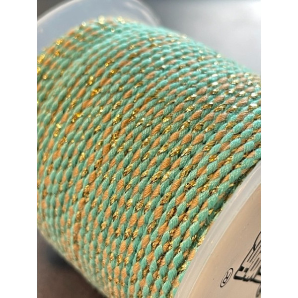 Cordon tressé et fil métallisé doré 1.5mm coloris C21