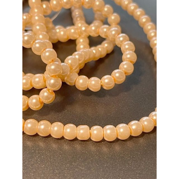 Perles de verre 4mm, nacré Rose poudre