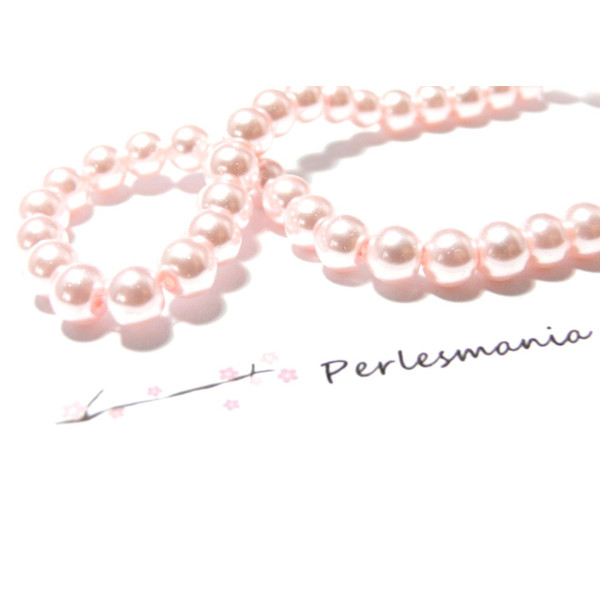 Perles de verre 4mm, nacré Rose poudre