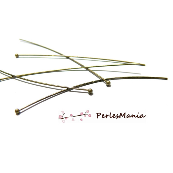 Tiges extra fines,  tête ronde 70 par 0.8mm, Cuivre finition  BRONZE