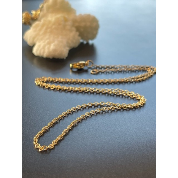 Collier Princesse 44 cm, maille fine 2mm, Acier Inoxydable 304, finition Doré Placage IONIQUE