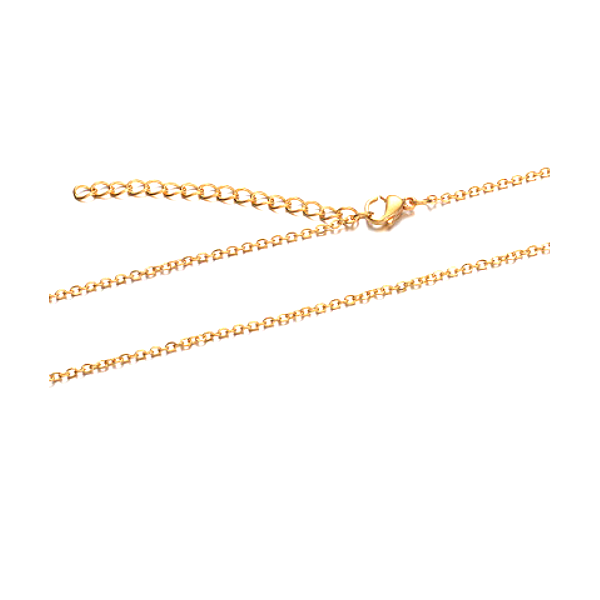 Colliers  Princesse 45cm, maille Jaseron extra fine 1.6 mm, Acier Inoxydable 304 Placage Doré, avec chaîne d'extension
