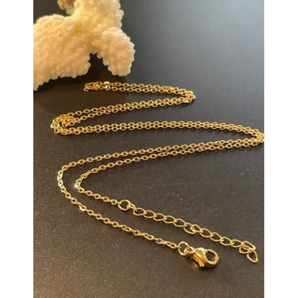 Collier  Princesse 60cm, maille Jaseron extra fine 1.6 mm, Acier Inoxydable 304 Doré à l'or fin 18K, Placage IONIQUE