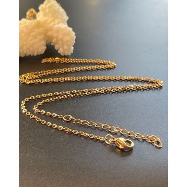 Collier  Princesse 60cm, maille Jaseron extra fine 1.6 mm, Acier Inoxydable 304 Doré à l'or fin 18K, Placage IONIQUE