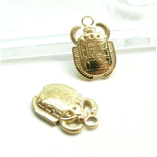 Pendentif Amulette, Scarabée Egyptien, Acier Inoxydable 304, finition Doré à l'or fin 18K, Placage IONIQUE