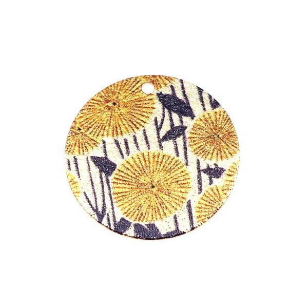 Pendentifs, breloques stardust Ronde 20mm Fleur Doré
