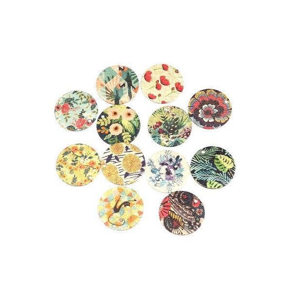 Pendentifs, breloques stardust Ronde 20mm Fleur Doré