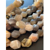Perles Facettées Octogonales 20 par 14mm, Agate du Brésil Veinée 10mm, coloris Marron/Gris