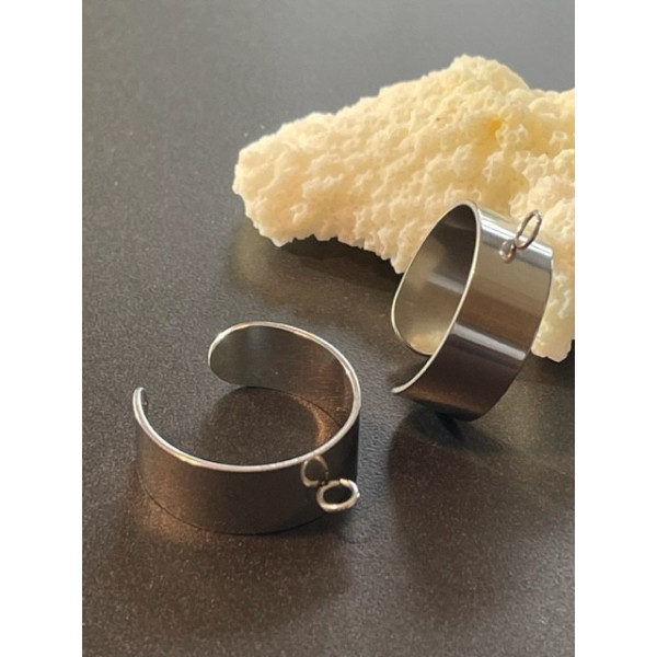 Bagues avec un anneau largeur 8 mm,  ACIER INOXYDABLE 304 finition Argenté