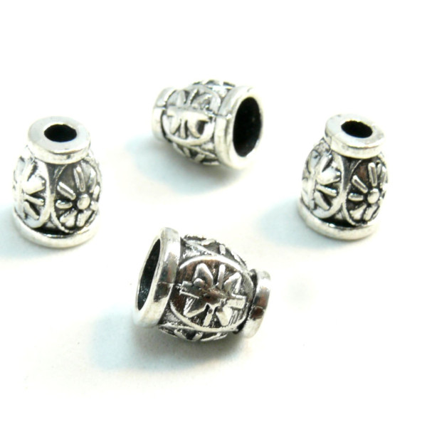 Coupelles caps embouts Ethnique Trou 5mm métal, couleur Argent Antique