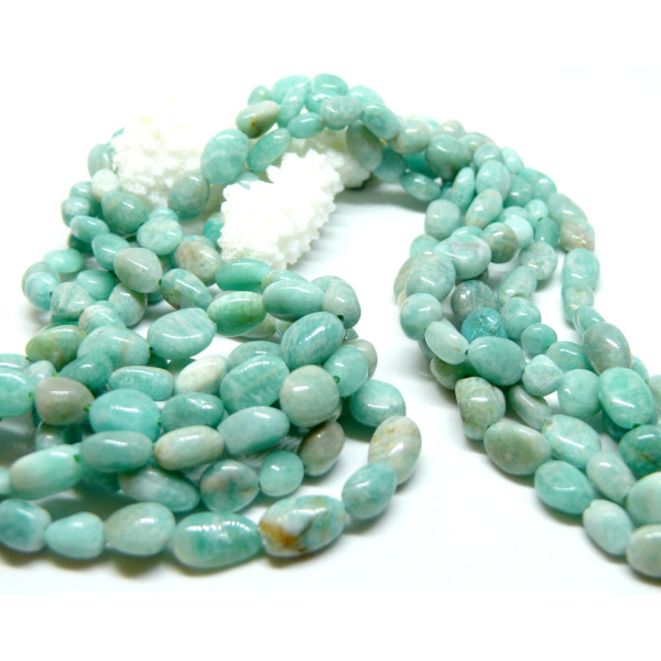Perles forme Galets 8 par 6 mm, Amazonite