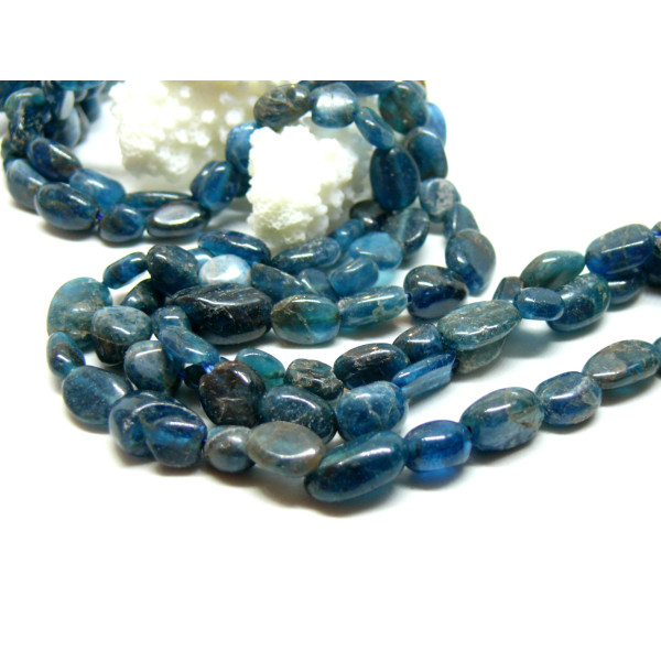 Perles Galets 6 par 10mm, Apatite