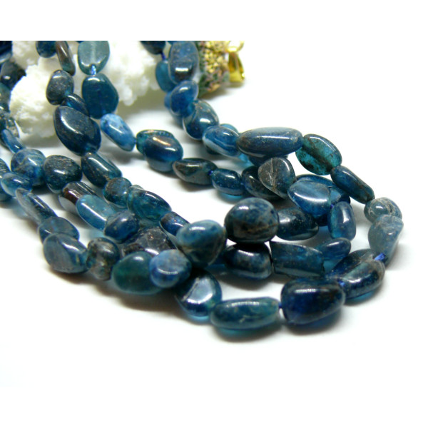 Perles Galets 6 par 10mm, Apatite
