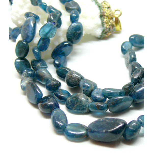 Perles Galets 6 par 10mm, Apatite