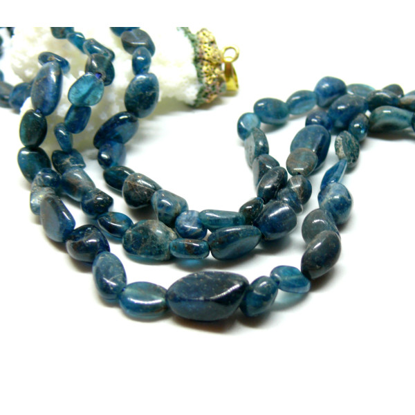 Perles Galets 6 par 10mm, Apatite