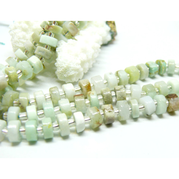 Perles Rondelles, Heishi  6 par 3mm, Chrysoprase