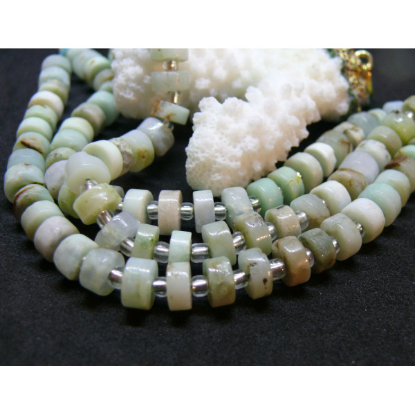 Perles Rondelles, Heishi  6 par 3mm, Chrysoprase