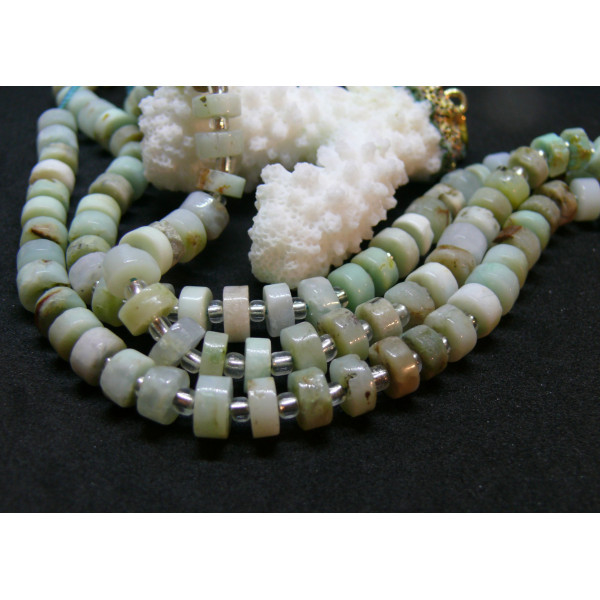 Perles Rondelles, Heishi  6 par 3mm, Chrysoprase