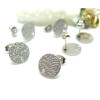 Boucles d'oreilles, Puces Travaillées 12mm avec trou et embouts poussoirs, Acier Inoxydable 304, finition ARGENT