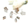 Boucles d'oreilles, Puces Travaillées forme fleur 12mm avec trou et embouts poussoirs, Acier Inoxydable 304, finition ARGENT