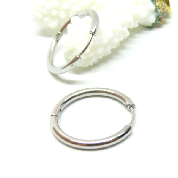 Créoles Rondes 25mm, épaisseur 2.5mm, Acier Inoxydable 316L finition Argenté