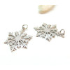 Pendentifs avec anneau, Flocon de Neige 26mm, Acier Inoxydable 304, finition Argenté