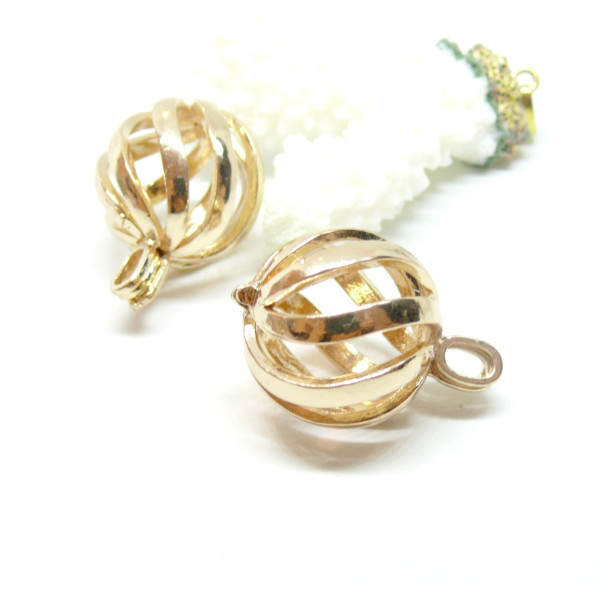 Pendentif Cage Bola Grossesse  Graphique 18mm, finition Doré