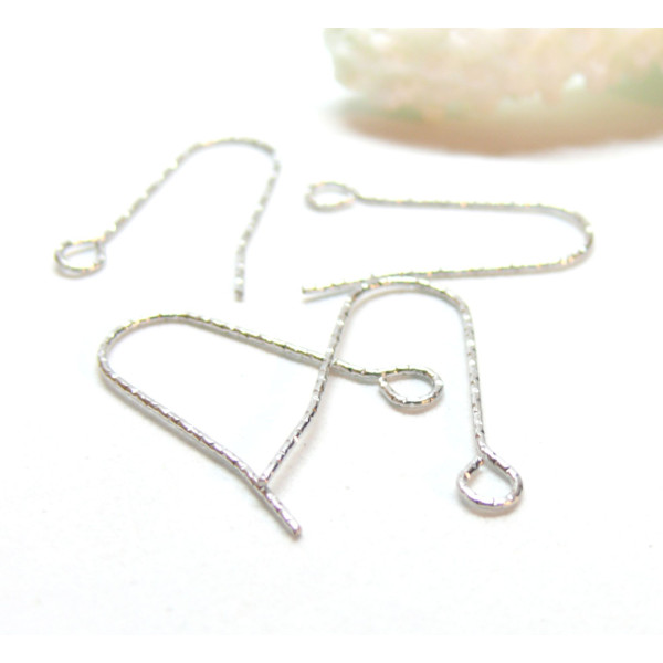 Boucles d'oreille Crochets martelées 22mm, Acier Inoxydable 316L  finition Argenté
