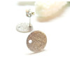 Boucles d'oreilles, Puces Granitées 12mm avec trou et embouts poussoirs, Acier Inoxydable 304, finition ARGENT