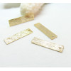 Pendentifs, breloques Rectangle texturés 20 mm, Laiton, finition Doré à l'or fin 24K