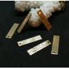 Pendentifs, breloques Rectangle texturés 20 mm, Laiton, finition Doré à l'or fin 24K