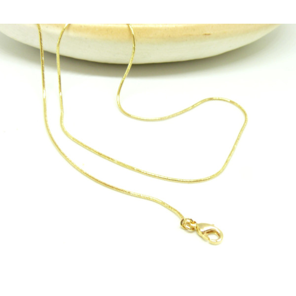 Collier Princesse 45cm, maille serpent 1.2 mm, Acier Inoxydable 304 finition Doré