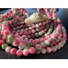 Perles rondes 8mm, jade teintée Rose Vert