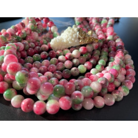 Perles rondes 10mm, jade teintée Rose Vert