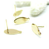 Boucles d'oreille Puce Ovale  16 par 7mm avec attache et embouts, Acier Inoxydable 304, finition Doré, Placage IONIQUE
