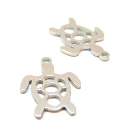 Pendentifs Tortue 19mm, Acier Inoxydable 304 finition Argenté