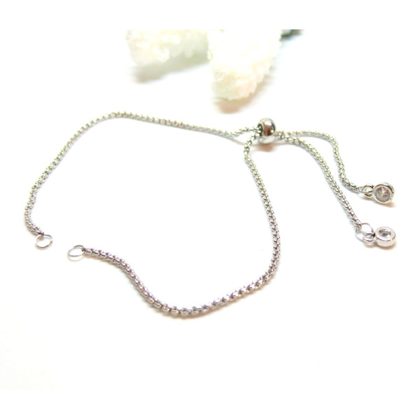 Bracelets Réglable, ajustable 26.6cm, Maille Paloma 1.2mm, Acier Inoxydable 304 finition Argent Platine