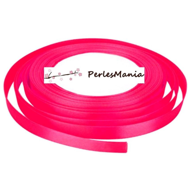 1 rouleau de 22 mètres ruban satin ROSE FLUO