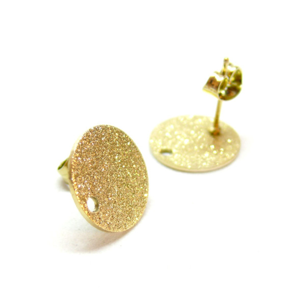 Boucles d'oreilles, Puce Rond Stardust 10mm, Acier inoxydable 304 finition Doré, placage IONIQUE