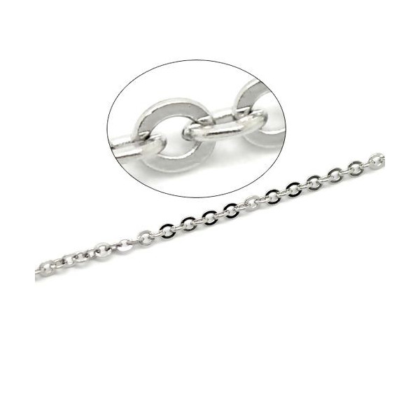 Chaine maille 4 par 3mm, Acier Inoxydable 304, finition Argent Platine