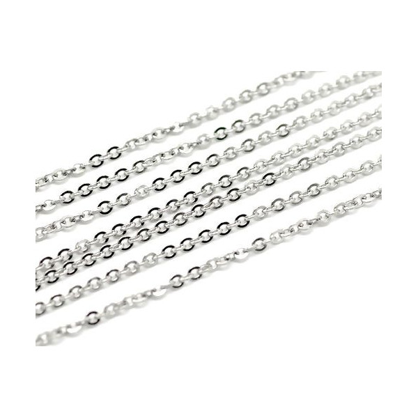 Chaine maille 4 par 3mm, Acier Inoxydable 304, finition Argent Platine