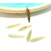 Estampes, pendentifs filigrane Plumes 17 par 4mm,  laiton finition Doré