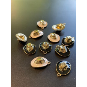 PS1196936 – Lot de 4 ou 8 Pendentifs Chapeau 3D Cowboy Résine Émaillée Métal Noir