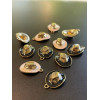 Pendentifs, résine émaillés, Chapeau 3D Cow boy, métal finition Blanc