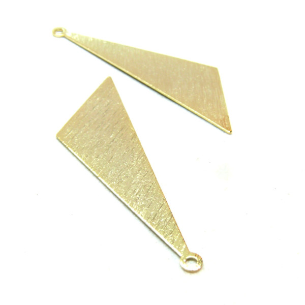 Pendentifs forme Géométrique, Triangle texturé 40mm, Laiton finition Doré à l'or fin 24K