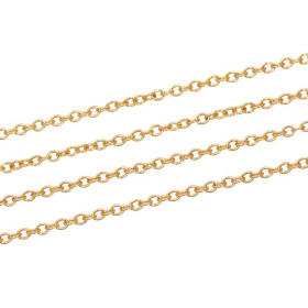 Chaine maille Jaseron fine 2mm, Acier Inoxydable 304 finition Doré à l'or fin 18K, placage IONIQUE